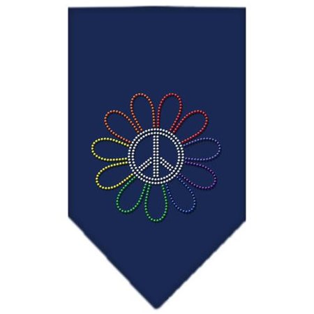 UNCONDITIONAL LOVE Rainbow Peace Flower Rhinestone Bandana Navy Blue large UN802820